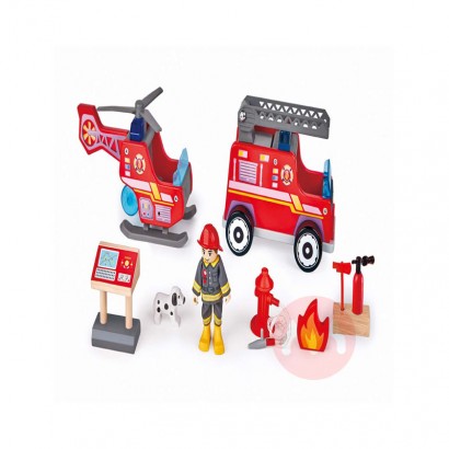 Hape city fire department wooden toy set