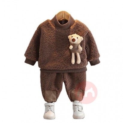 Fashionhola Fleece thickened thermal hooded kids hoodie set