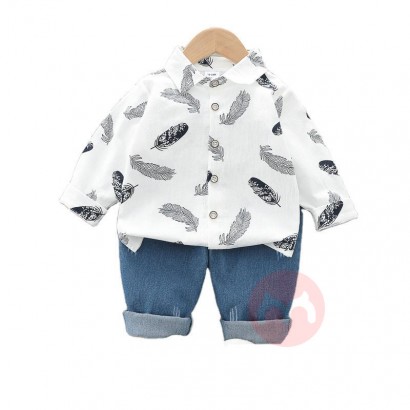 Lukasi Baby boy feather shirt jeans suit