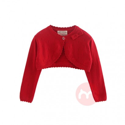 Zichen A red baby girl Cardigan with a bow