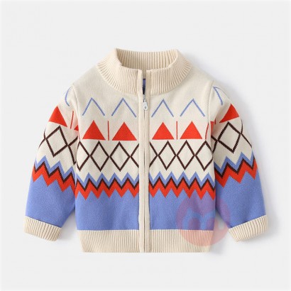 Wuchen Children s sweater with geometric zipper
