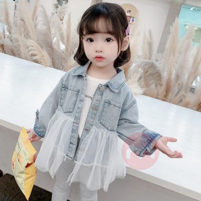 Babe GoGo Korean childrens Jean Jacket with lace edge