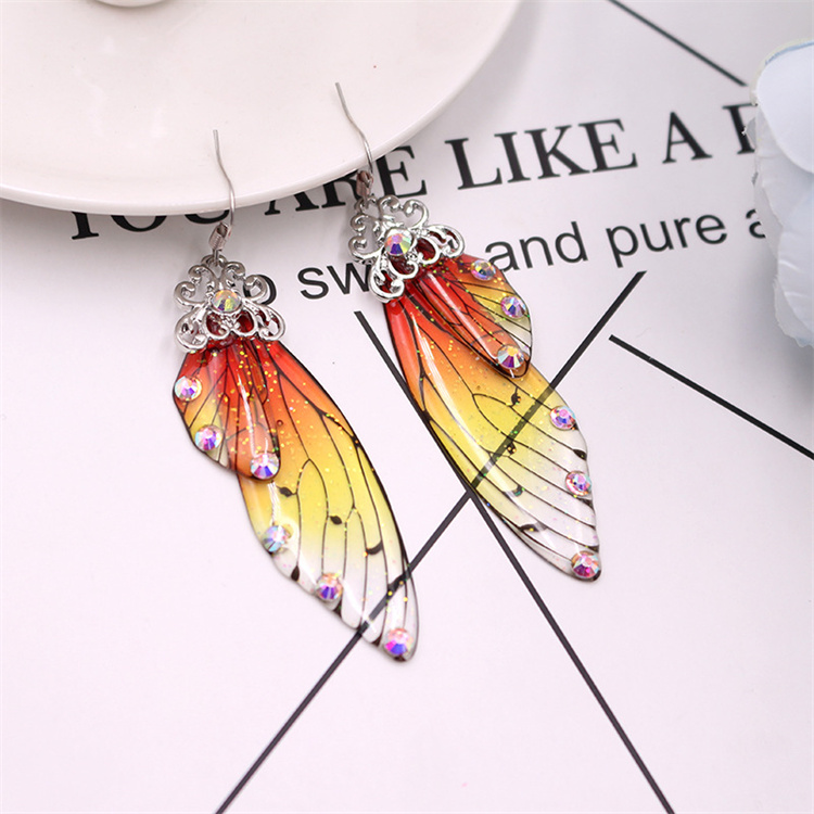 LXY Women's Long Butterfly Wing Earrings Personality Fashion Animal Earrings Transparent Cicada Wing Earrings