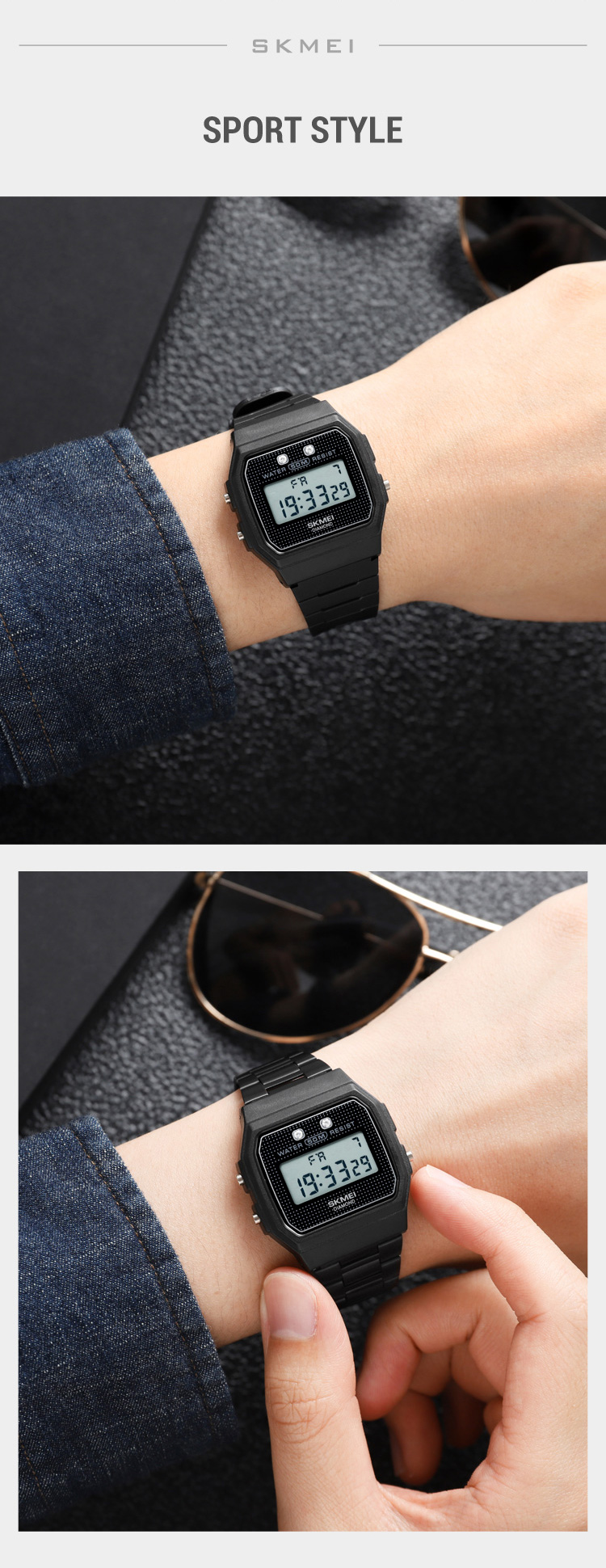 Skmei 1952 design alloy digital men's wristwatch