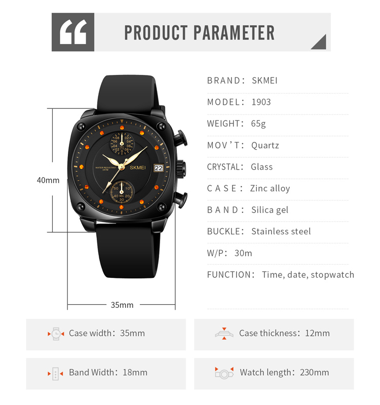 SKMEI 1903 New Release Fashion Men Quartz Watches Wholesale Waterproof Wristwatch