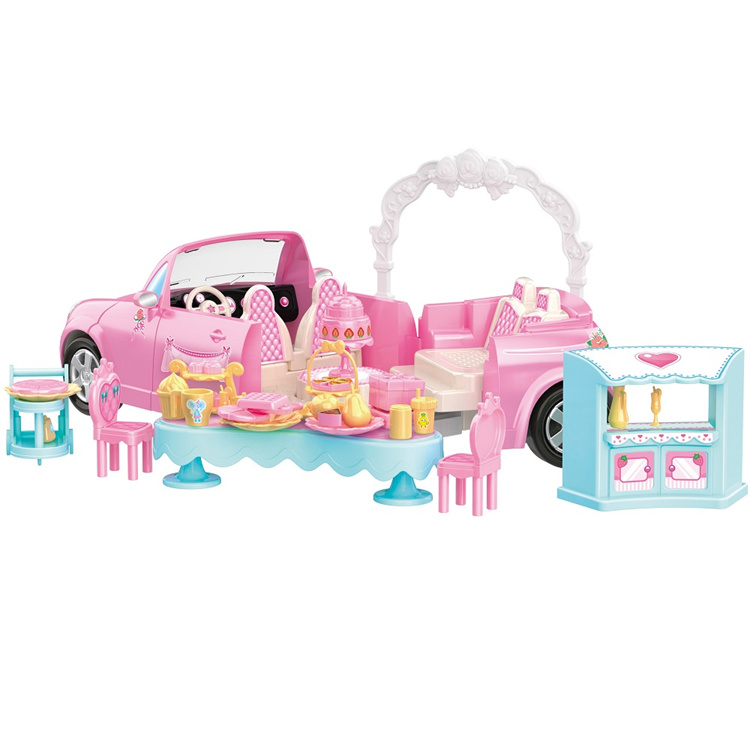 Russian packaging Plastic Pretend Play Toys Set Pink Color Romantic Wedding Roadster Car Toys