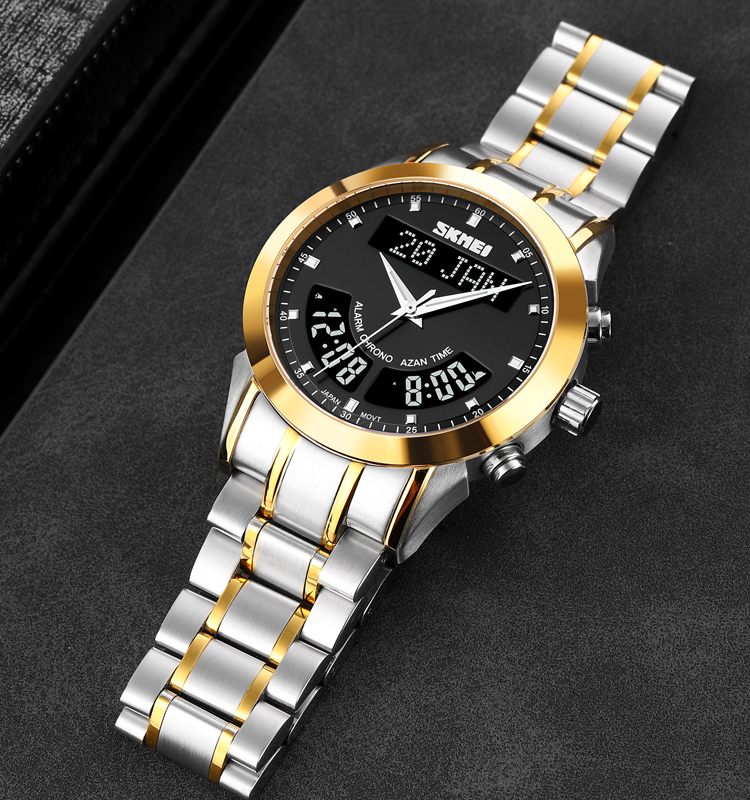 Skmei Q036 Fashion Muslim watch classic analogy steel Muslim prayer watch men