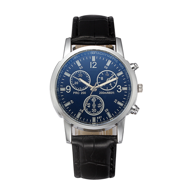 OEM Men's leather analogy quartz watch Blu ray watch men's top brand luxury leisure Watch