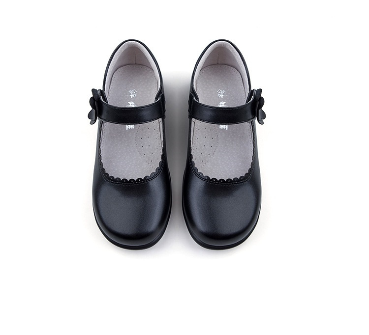 Wholesale kids girls breathable cheap school uniform leather black shoes