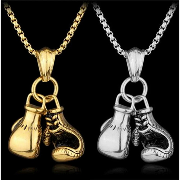 OEM Men Steampunk Necklace Box Chain Pair Boxing Charms Pendants Sport Fitness Jewelry Necklaces Sports Jewelry Men Wome
