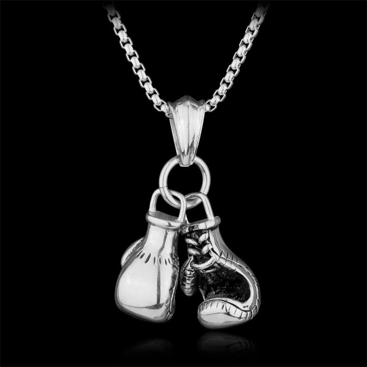 OEM Men Steampunk Necklace Box Chain Pair Boxing Charms Pendants Sport Fitness Jewelry Necklaces Sports Jewelry Men Wome