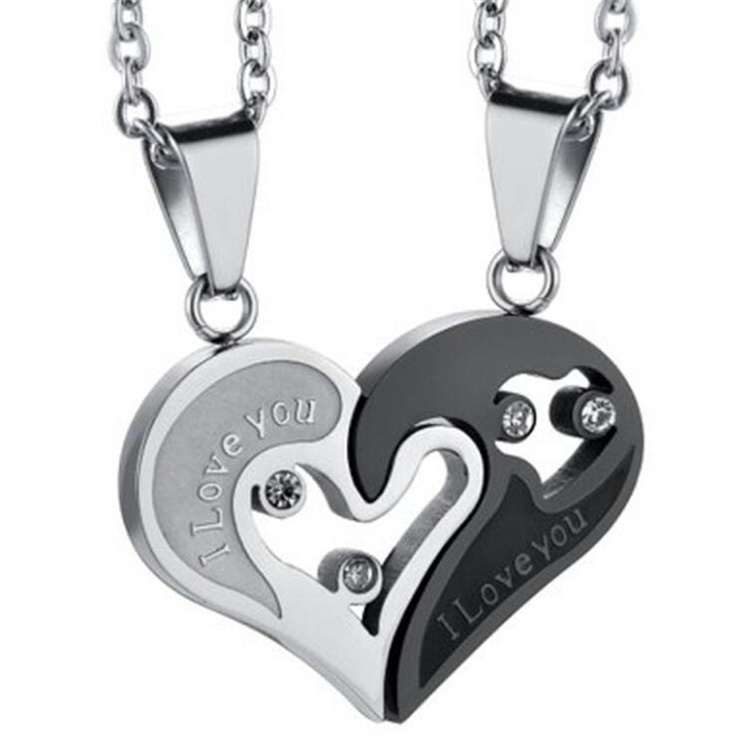 OEM Fashion Couple Heart Shape I Love You Pendant Necklace Unisex Lovers Couples Jewelry Fashion R0753