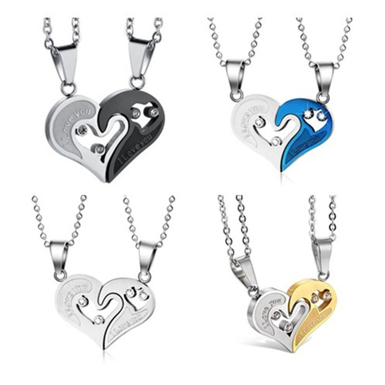 OEM Fashion Couple Heart Shape I Love You Pendant Necklace Unisex Lovers Couples Jewelry Fashion R0753