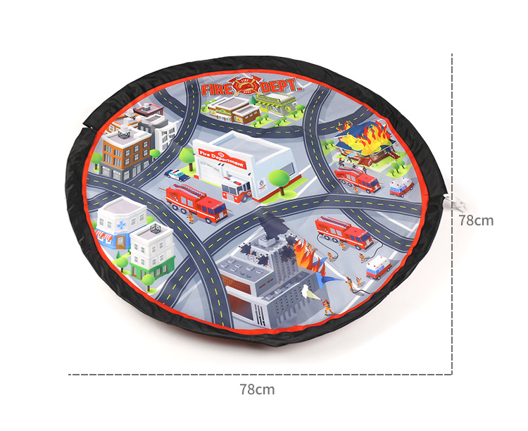 Kidewan Fire Engine Alloy Car Toys Kids Truck Vehicles Carpet Storage Rug Play Mat For Baby Boys