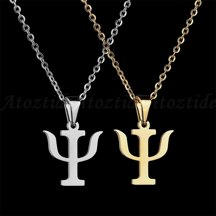 OEM Stainless Steel Greek Letter Symbol Necklace Pendant Gold Women Psychology Kettings New Year Gift