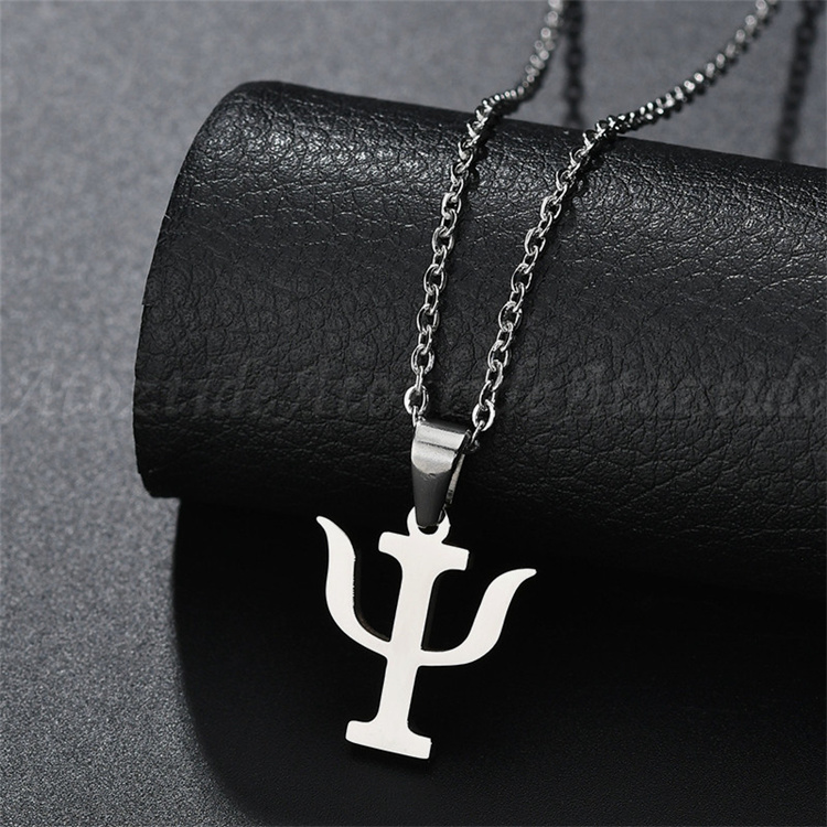 OEM Stainless Steel Greek Letter Symbol Necklace Pendant Gold Women Psychology Kettings New Year Gift