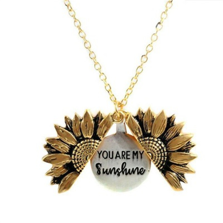 OEM European and American fashion new necklace female sunflower double letched choker alloy flowers short clavicle chain