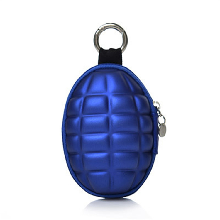 OEM Hot-selling multi-function grenade shaped car key wallet PU leather hand zipper coin purse pocket key chain 