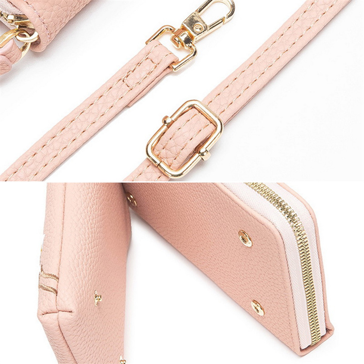 OEM New Woman Brand Korean Style Shoulder Bag Wristlet Crossbody Solid Color Multi Purpose Mini Phone Wallet