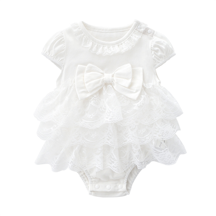 Princess Newborn Baby Girl Jumpsuit Infant Toddler Bodysuit Short Sleeve layered skirt Lace Jumpsuit