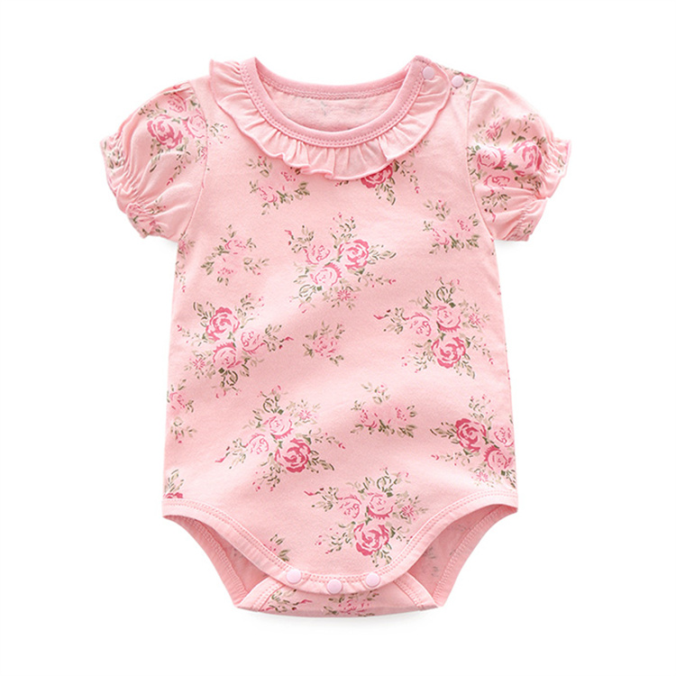 wholesale Summer infant toddler 100% cotton flower printing newborn baby girls clothes rompers baby girls' rompers baby