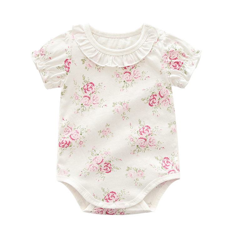 wholesale Summer infant toddler 100% cotton flower printing newborn baby girls clothes rompers baby girls' rompers baby 