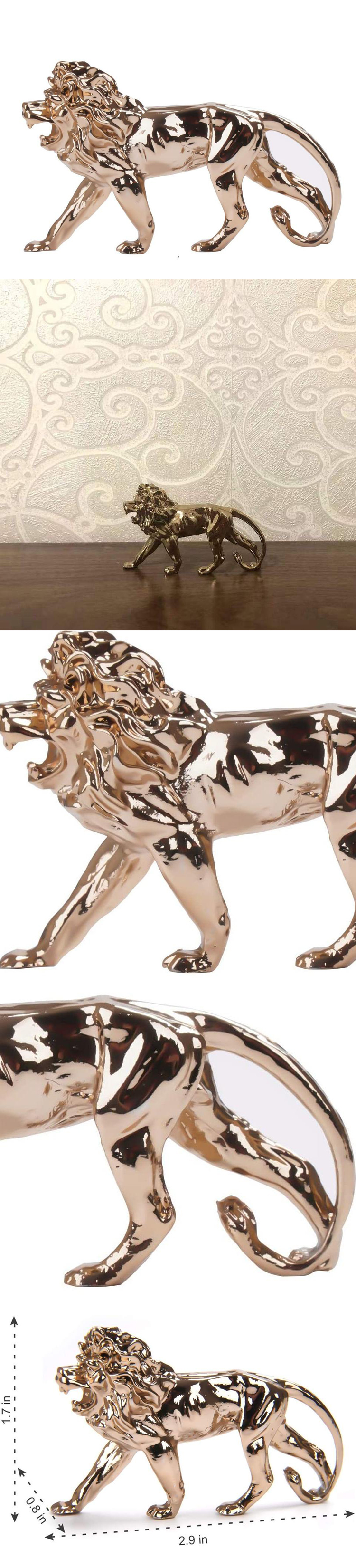 HWC Lion shaped aluminum Statue Sculpture table decoration