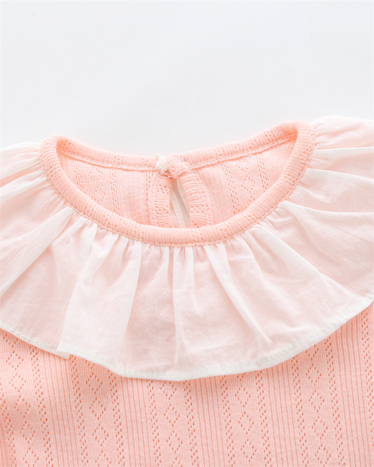 Wholesale baby clothes cotton ruffled collar jumpsuit short sleeve newborn baby girls' rompers for summer