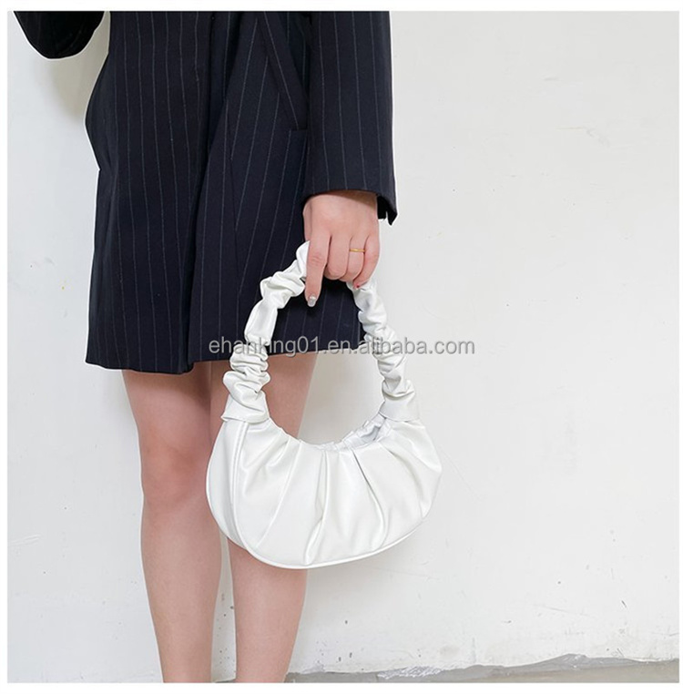 OEM fashion Women Pleated Cloud Bag 2022 Designer PU Leather Wrinkled Ladies Handbags Ruched Armpit shoulder Bags