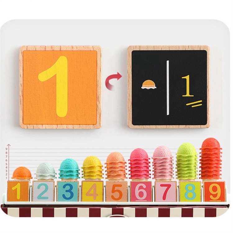 children wooden ice cream box toy math learning aid educational toy