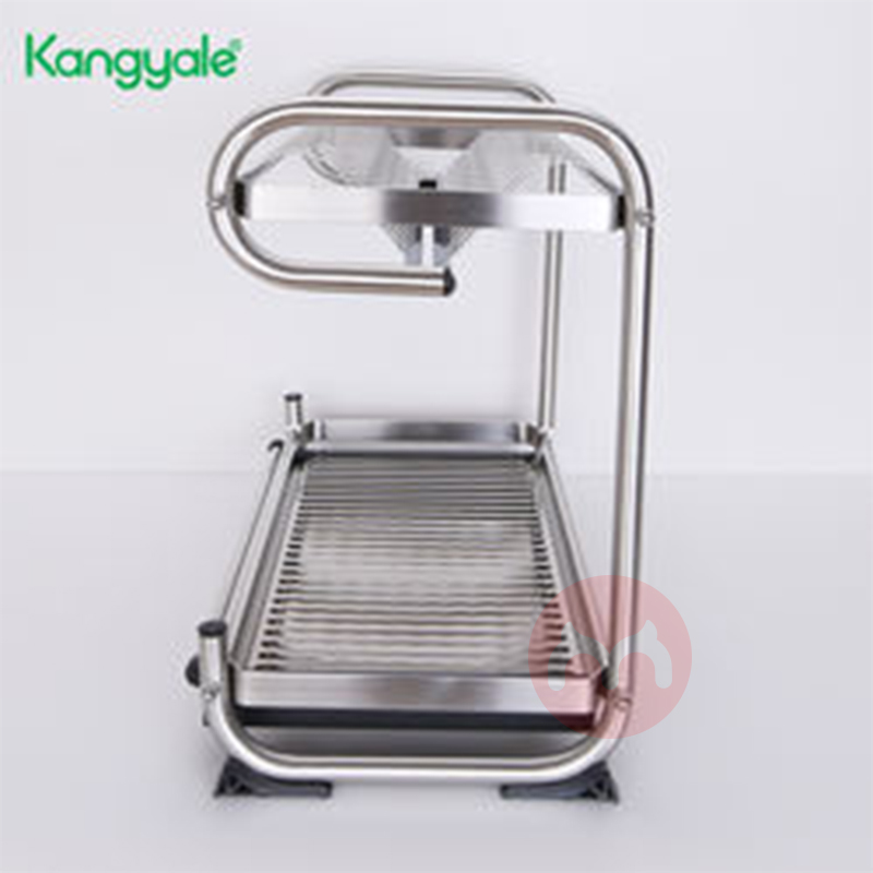 Kangyale Household Stainless Steel Dinnerware Shelf 2 Tier Metal Dish Drying Rack Kitchen  Tabletop Standing Storage Dis