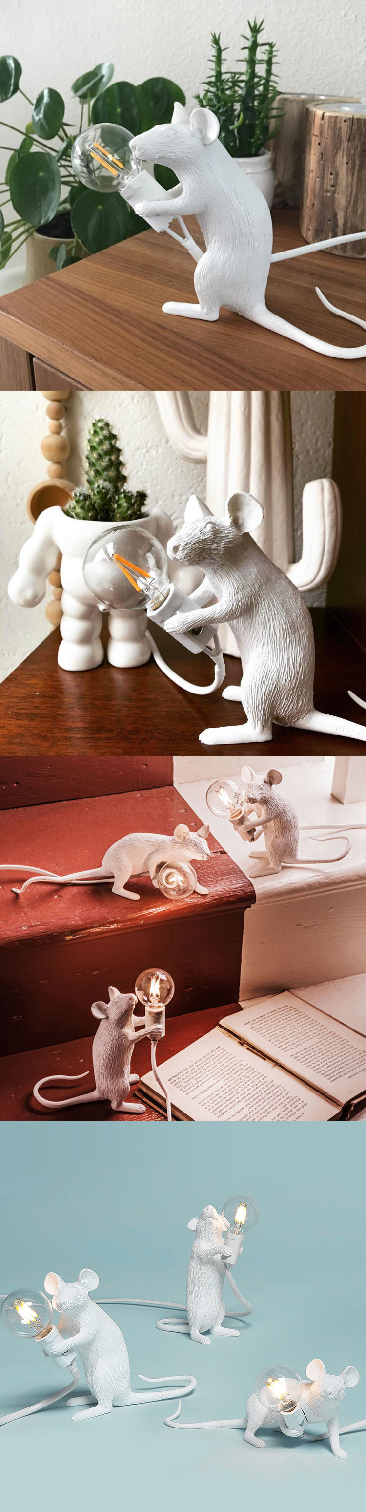 Modern Animal Sitting Standing Lying Resin Mini Mouse Table Lamp