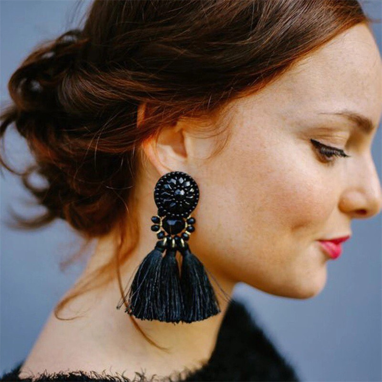 OEM Long Drop Dangle Fringe Earrings Vintage Women Tassel Earrings 5 Colors Boho Statement Brand Jewelry