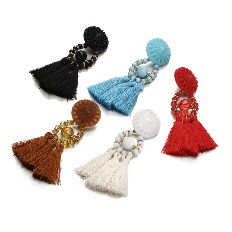 OEM Long Drop Dangle Fringe Earrings Vintage Women Tassel Earrings 5 Colors Boho Statement Brand Jewelry