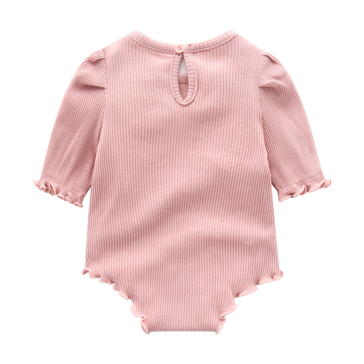 Wholesale Plain White and Pink Girls Dress, 100% Cotton Knit Baby Summer Onesie Clothes Ribbed Baby Romper