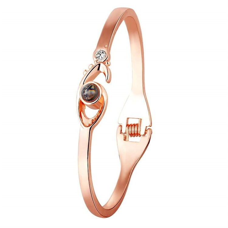 OEM New Valentine's Day Rose Gold Bracelet 100 Language I love you Projection Bracelet Charm Women Bracelet