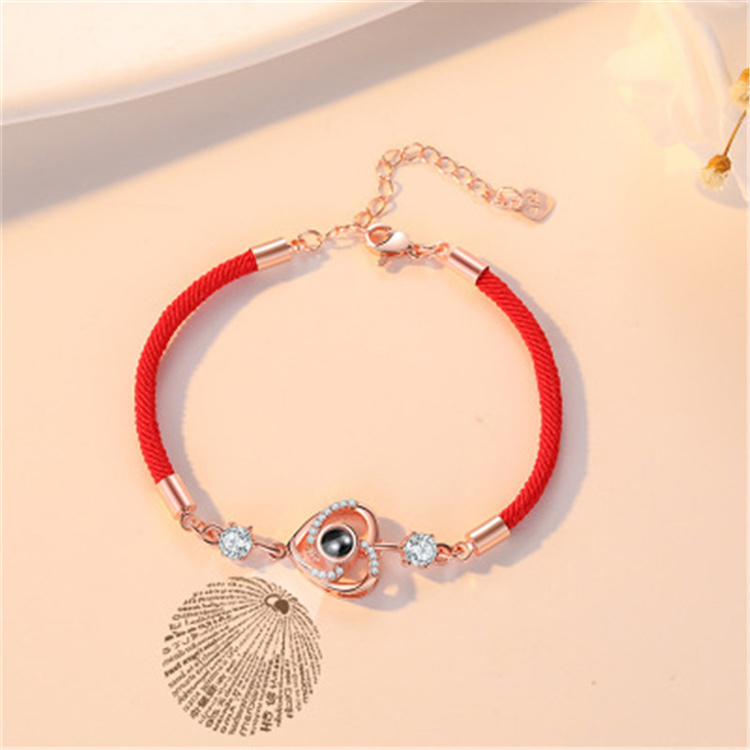 OEM 100 languages I love you couple bracelet a man and woman red rope projection bracelet