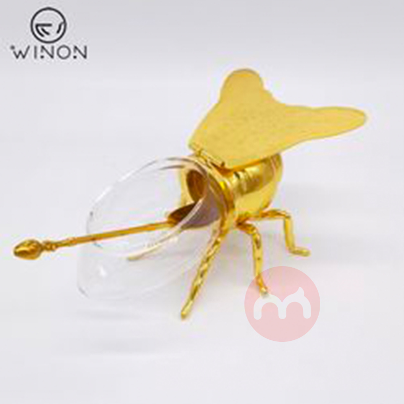 WINON Classics Design Golden Plate Bee shape special tabletop decor honey jar restaurant metal crafts sugar salt sweet p