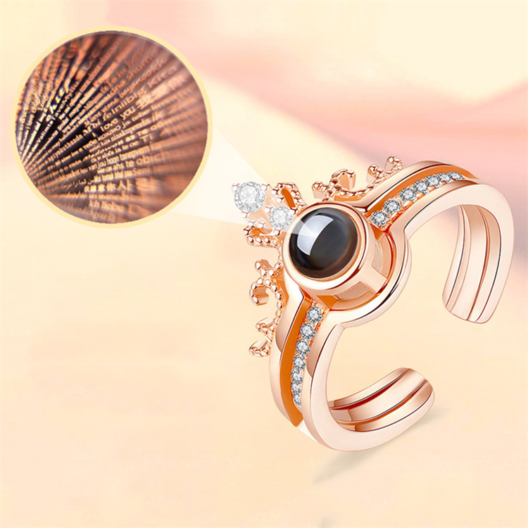 OEM Female Ring 100 language I love you Projection Ring Romantic Love Memory Wedding Ring Jewelry