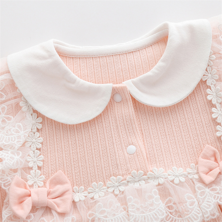 Wholesale romper jumpsuit long sleeve cotton girls clothing set Korean Princess style lace one piece rompers for baby gi