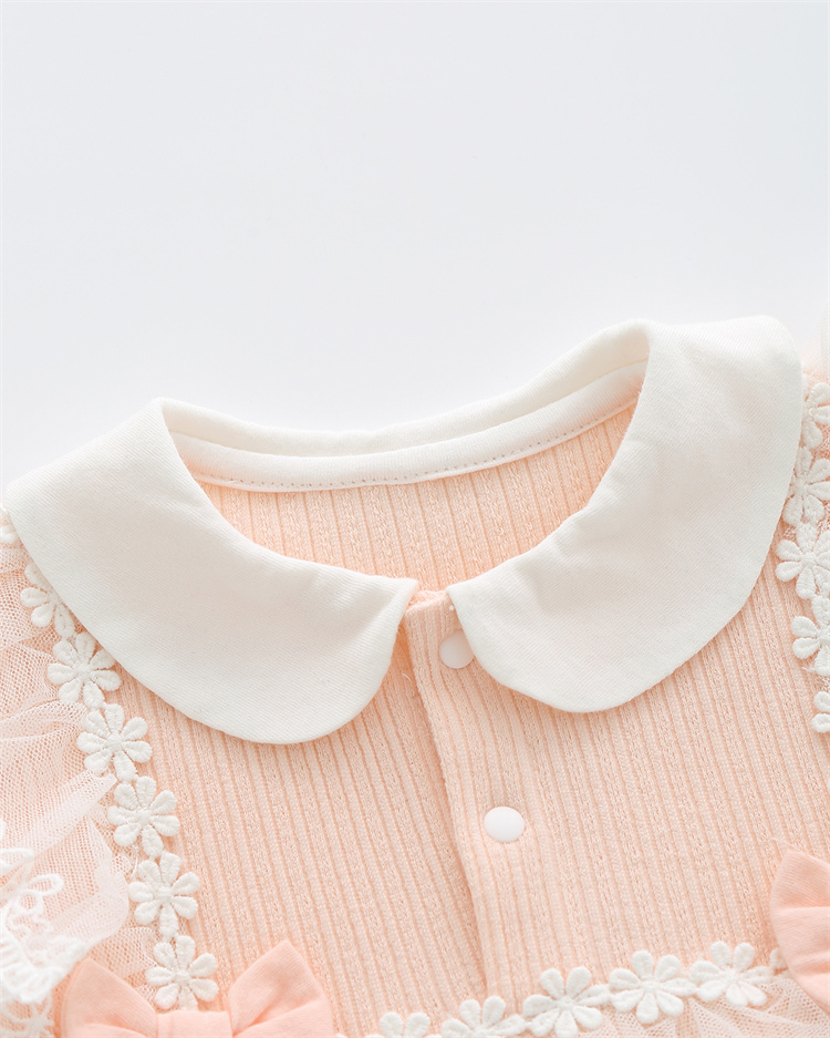 2022 Spring Long Sleeved Cotton Baby Clothes Rompers with Bonnet, Princess Style Lace Baby Girls bulk infant rompers
