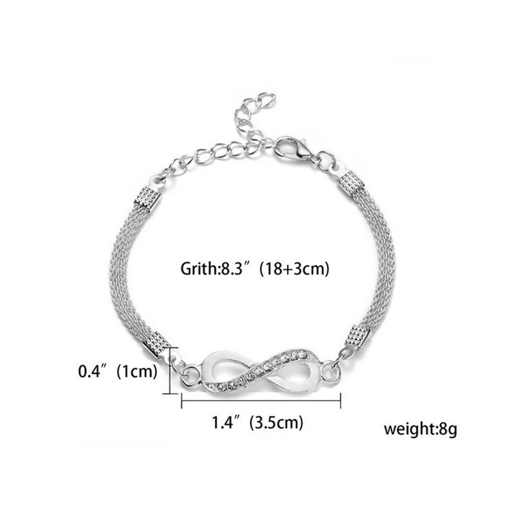 OEM Hot Sale American and European Infinity Bracelet Men Women Rhinestone Bracelet Jewelry