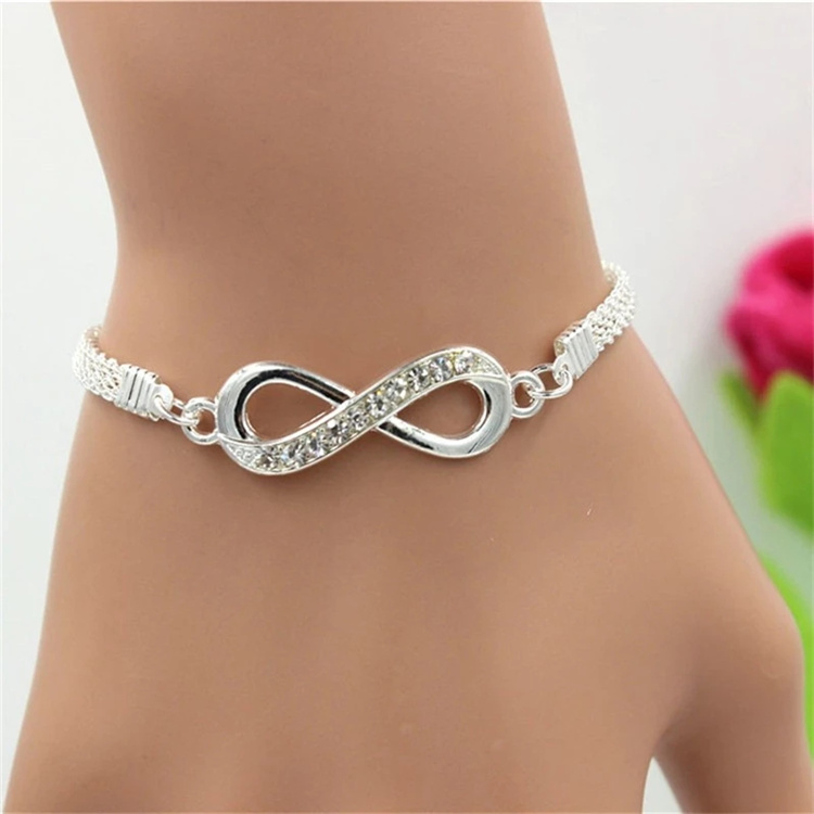 OEM Hot Sale American and European Infinity Bracelet Men Women Rhinestone Bracelet Jewelry