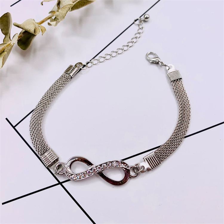 OEM Hot Sale American and European Infinity Bracelet Men Women Rhinestone Bracelet Jewelry