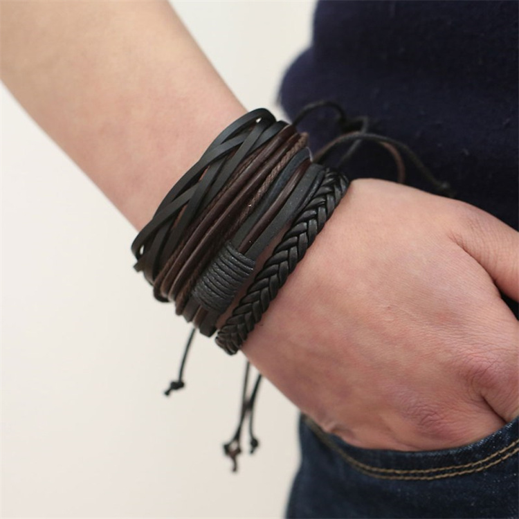 Woven Leather Bracelet Pure Hand-painted Leather Rope Bracelets Women Men Braided Bracelet