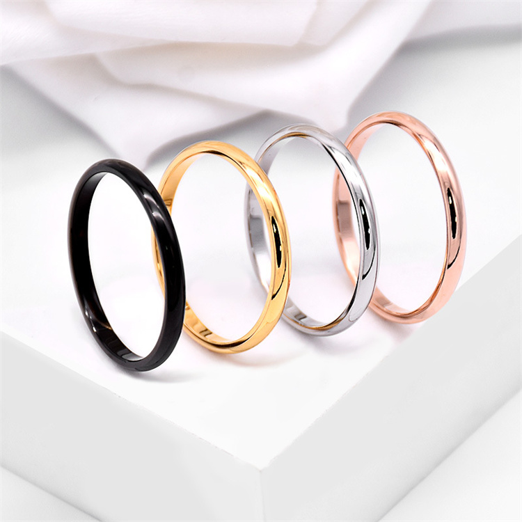 OEM Titanium Steel Rose Gold Rings Anti-allergy Smooth Simple Wedding Couple Rings Bijouterie for Man or Woman Gift