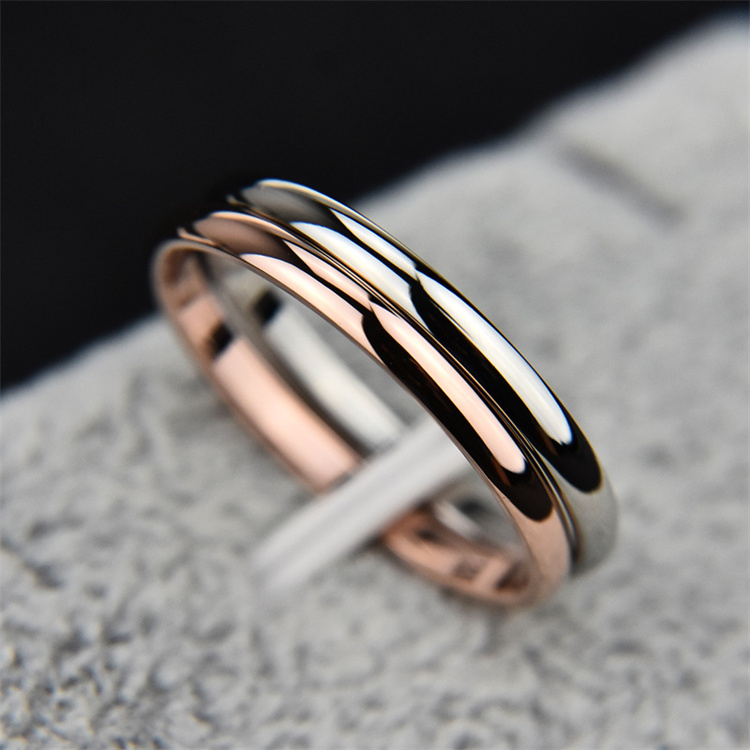 OEM Titanium Steel Rose Gold Rings Anti-allergy Smooth Simple Wedding Couple Rings Bijouterie for Man or Woman Gift
