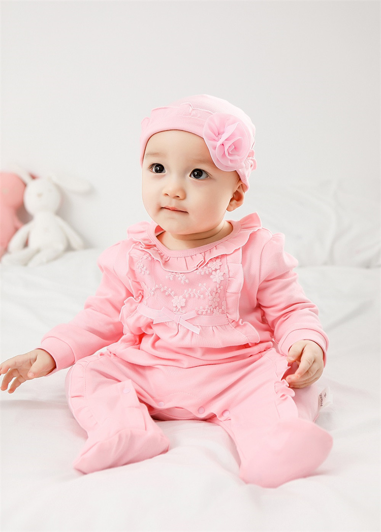 baby wears Amazon supplied spring autumn long sleeve cotton fabric Baby Girls' Rompers new born baby clothes