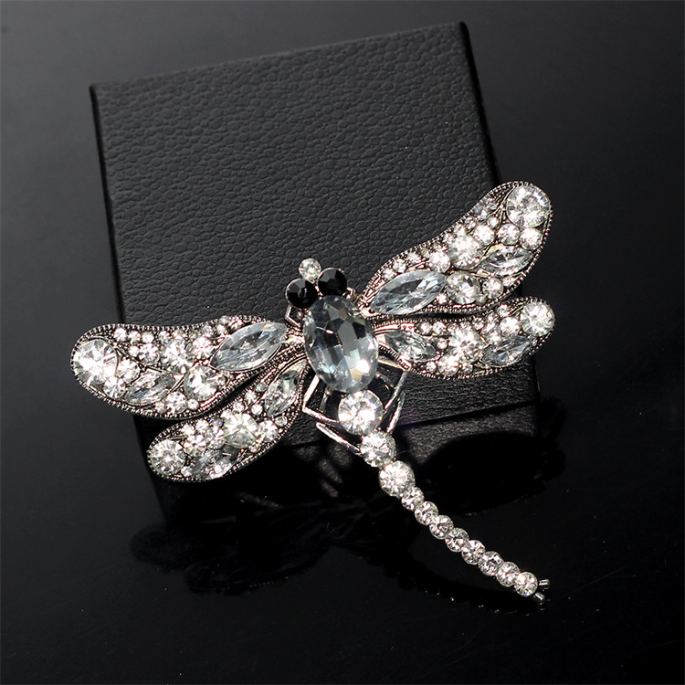 OEM Crystal Vintage Dragonfly Brooches for Women Large Insect Brooch Pin Fashion Dress Coat Accessories Cute Jewelry