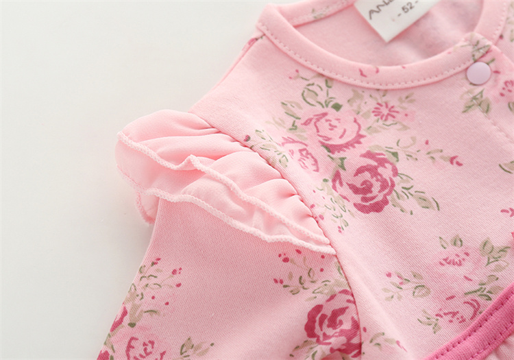 Hot Sale High Quality Flower Printed Baby Romper Toddler Bodysuit Onesie Cotton Fabric Infant Baby Clothes Baby Girl Rom
